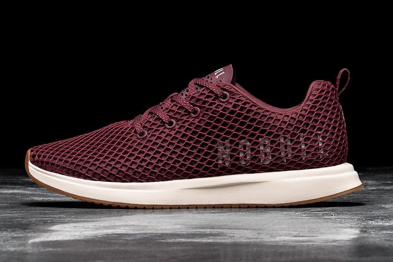 Burgundy Nobull Crimson Ivory Mesh Runner Men's Running Shoes | CA T1033C